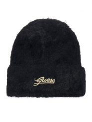 Guess Czapka AW5633 POL01 Czarny. Czarne czapki damskie Guess, na zimę, z aplikacjami, z nylonu. Za 154.99 zł.