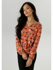 Aniston Bluzka w kolorze pomarańczowo-czarnym rozmiar: 44. Pomarańczowe bluzki damskie Aniston, bez wzorów, bez kołnierzyka, bez ramiączek. Za 56.99 zł.
