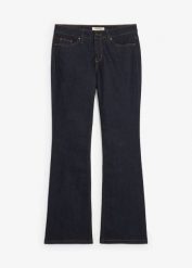 Jeansy o kroju bootcut, mid waist. Niebieskie rurki damskie bonprix, bez wzorów, z jeansu. Za 142.99 zł.