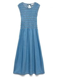 Vero Moda Sukienka jeansowa Nerina 10346564 Niebieski Regular Fit. Niebieskie sukienki damskie Vero Moda, bez wzorów, z bawełny, bez ramiączek. Za 269.99 zł.