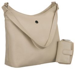 Shoperka skórzana i portfel Peterson PTN 6104-DS beżowa. Brązowe torebki klasyczne damskie Peterson, ze skóry, bez dodatków. Za 275.99 zł.