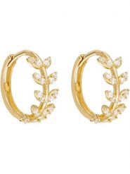 OR ÉCLAT Złote kolczyki-kreole "Feuillette" z cyrkoniami rozmiar: onesize. Żółte kolczyki damskie Or Éclat, z cyrkonią, złote. Za 782.99 zł.