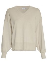 MOSS COPENHAGEN Sweter "Hanalise Rachelle" w kolorze beżowym rozmiar: M/L. Brązowe swetry klasyczne damskie Moss Copenhagen, l, z wiskozy, bez kołnierzyka. Za 127.35 zł.