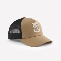 Czapka turystyczna z daszkiem Hike 500 Trucker. Brązowe czapki z daszkiem damskie FORCLAZ, bez wzorów, z elastanu. Za 69.99 zł.