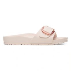 BIRKENSTOCK Madrid Big Buckle EVA Light Rose Klapki damskie. Czerwone klapki damskie Birkenstock, bez wzorów, bez obcasa, bez zapięcia. Za 219.99 zł.