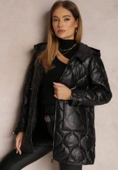 Czarna Kurtka z Geometrycznym Pikowaniem i Kapturem Meole. Czarne kurtki damskie Renee, na jesień, l, bez wzorów, z tkaniny. Za 279.99 zł.