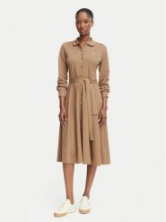 Lacoste Sukienka codzienna EF5299 Brązowy jasny Regular Fit. Brązowe sukienki damskie Lacoste, bez wzorów, z bawełny, bez ramiączek. Za 699.99 zł.