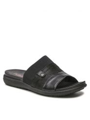 Go Soft Klapki WI16-5702-04 Czarny. Czarne klapki damskie GO SOFT, bez wzorów, ze skóry, bez obcasa, bez zapięcia. Za 103.99 zł.