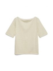 Vero Moda Koszulka w kolorze beżowo-białym rozmiar: XS. Brązowe bluzki damskie Vero Moda, xs, bez wzorów, bez kołnierzyka, bez ramiączek. Za 44.30 zł.