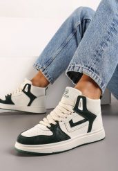Beżowo-Zielone Sneakersy Alcothee. Brązowe obuwie sportowe damskie Born2be, z jeansu, bez zapięcia. Za 44.99 zł.