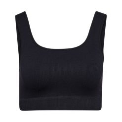 Biustonosz dla kobiet Hummel Pulse. Czarne biustonosze sportowe damskie Hummel, bez wzorów, prążkowane. Za 186.00 zł.