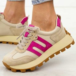 Beżowe skórzane półbuty damskie Filippo Dp6743/25. Brązowe obuwie sportowe damskie Filippo, na jesień, z jeansu, bez zapięcia. Za 259.00 zł.