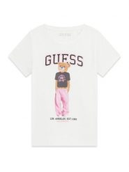 Guess Kids Tank top 183786 Biały Classic Fit. Białe koszulki i t-shirty dziewczęce Guess Kids, z aplikacjami, bez kołnierzyka, bez ramiączek. Za 114.99 zł.