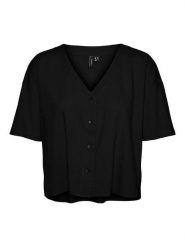 Vero Moda Koszulka w kolorze czarnym rozmiar: L. Czarne bluzki damskie Vero Moda, l, bez wzorów, bez kołnierzyka, bez ramiączek. Za 87.81 zł.