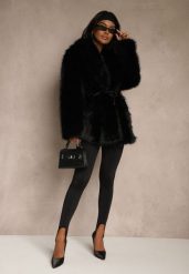 Czarne Klasyczne Legginsy High Waist z Zapiętkami i Ociepleniem Serafeia. Czarne legginsy damskie Renee, l, bez wzorów, z jeansu. Za 59.99 zł.