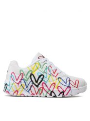 Skechers Sneakersy Spread The Love 314064L/WMLT Biały. Białe buty sportowe dziewczęce Skechers, bez wzorów, ze skóry, bez zapięcia. Za 229.99 zł.