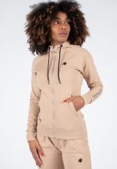 Marion Bluza z kapturem zapinana na suwak - Beżowy. Brązowe bluzy damskie GORILLA WEAR, s, bez wzorów, z bawełny, z kapturem. Za 224.00 zł.