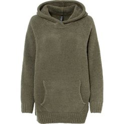 Sweter z kapturem, z polaru baranka. Białe swetry klasyczne damskie bonprix, na zimę, z polaru, bez kołnierzyka. Za 129.99 zł.