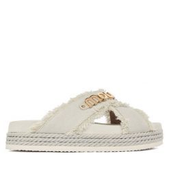 Klapki Mou. Białe klapki damskie Mou, bez wzorów, bez obcasa, bez zapięcia. Za 859.99 zł.