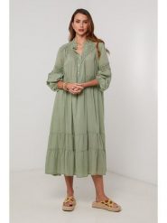 Lin Passion Sukienka w kolorze zielonym rozmiar: 40/42. Zielone sukienki damskie Lin Passion, bez wzorów, z bawełny, klasyczne, bez ramiączek. Za 152.99 zł.