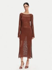 Fracomina Sukienka dzianinowa FS25SD5004K514O7 Brązowy Slim Fit. Brązowe sukienki damskie Fracomina, bez wzorów, z dzianiny, bez ramiączek. Za 299.99 zł.