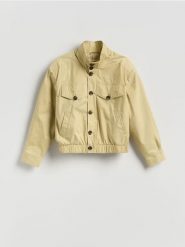 Kurtka ze stójką - beżowy. Brązowe kurtki damskie Reserved, l, bez wzorów, z tkaniny, bez kaptura. Za 199.99 zł.