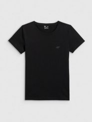 4F T-shirt slim gładki damski - czarny XS. Czarne t-shirty damskie 4F, xs, bez wzorów, z dzianiny, bez kołnierzyka. Za 49.99 zł.
