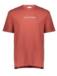 Calvin Klein Koszulka w kolorze czerwonym rozmiar: XL. Czerwone bluzki damskie Calvin Klein, xl, bez wzorów, z bawełny, bez kołnierzyka, bez ramiączek. Za 104.99 zł.