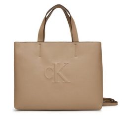 Torebka Calvin Klein Jeans. Brązowe torebki klasyczne damskie Calvin Klein Jeans, z jeansu, bez dodatków. Za 309.99 zł.
