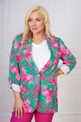 Zielona marynarka Carmen w amarantowe liście PLUS SIZE XXL WIOSNA. Czerwone marynarki i żakiety damskie Moda Size Plus Iwanek, plus size, bez wzorów, z elastanu, biznesowe. Za 289.90 zł.