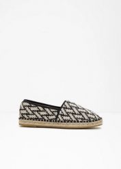 Espadryle z efektem rafii. Czarne balerinki damskie bonprix, bez wzorów, bez obcasa. Za 114.99 zł.