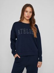 Vila Bluza "Atelier" w kolorze granatowym rozmiar: M. Niebieskie bluzy damskie Vila, m, bez wzorów, bez kaptura. Za 79.03 zł.