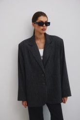 Wełniana marynarka w paski , w kolorze GRAPHITE - HARLEY-S/M. Szare marynarki i żakiety damskie Marsala, m, bez wzorów, z elastanu, eleganckie. Za 829.90 zł.