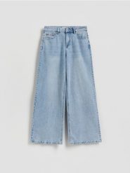 Jeansy wide leg - niebieski. Niebieskie jeansy damskie Reserved. Za 129.99 zł.