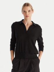 Calvin Klein Sweter LV044A305G Czarny Regular Fit. Czarne swetry klasyczne damskie Calvin Klein, l, z syntetyku, bez kołnierzyka. Za 469.99 zł.