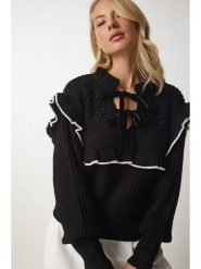 Happiness Istanbul Sweter w kolorze czarnym rozmiar: S/M. Czarne swetry klasyczne damskie Happiness Istanbul, m, bez kołnierzyka. Za 105.45 zł.