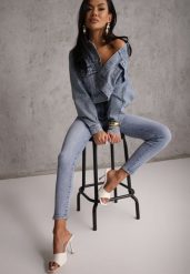 Niebieskie Jeansy Typu Skinny z Bawełny Nevitaes. Niebieskie jeansy damskie Renee, bez wzorów, z bawełny, z podwyższonym stanem. Za 99.99 zł.