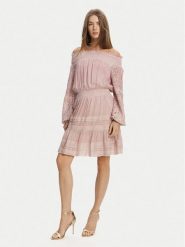Guess Sukienka koktajlowa W5GK24 WE550 Różowy Regular Fit. Czerwone sukienki damskie Guess, z aplikacjami, z wiskozy, wizytowe, bez ramiączek. Za 582.00 zł.