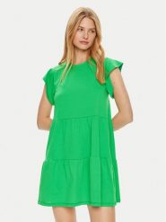 Vila Sukienka letnia Summer 14087541 Zielony Loose Fit. Zielone sukienki damskie Vila, bez wzorów, z bawełny, bez ramiączek. Za 79.99 zł.