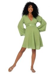 Aller Simplement Sukienka w kolorze zielonym rozmiar: 34-40. Zielone sukienki damskie Aller Simplement, bez wzorów, z bawełny, bez ramiączek. Za 86.99 zł.