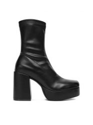 DeeZee Botki 7562T-2 Czarny. Czarne botki damskie DeeZee, z materiału, bez obcasa, na słupku, bez zapięcia. Za 219.99 zł.