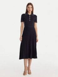 MICHAEL Michael Kors Sukienka dzianinowa MR683C0BFD Granatowy Slim Fit. Niebieskie sukienki damskie MICHAEL Michael Kors, bez wzorów, z dzianiny, bez ramiączek. Za 1,209.00 zł.