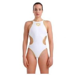 Damski kostium kąpielowy 1-częściowy Arena Biglogo. Białe stroje jednoczęściowe Arena, bez wzorów. Za 292.00 zł.