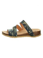 Think! Skórzane klapki "Julia" w kolorze granatowo-zielonym rozmiar: 39. Niebieskie klapki damskie Think!, bez wzorów, z otwartym noskiem, bez obcasa, bez zapięcia. Za 231.95 zł.