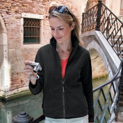 Damska Kurtka La Femme® High Grade Micropleece (490 GSM). Czarne kurtki sportowe damskie RESULT, na zimę, l, bez wzorów, z materiału, bez kaptura. Za 117.99 zł.