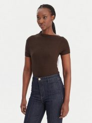 Guess Bluzka W6RP16 KD012 Brązowy Regular Fit. Brązowe bluzki damskie Guess, s, z aplikacjami, z syntetyku, bez kołnierzyka, bez ramiączek. Za 219.99 zł.