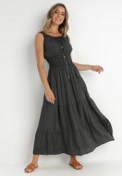 Czarna Sukienka Abill. Czarne sukienki damskie Born2be, bez wzorów, boho, bez ramiączek. Za 149.99 zł.