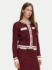 Guess Kardigan W6BR75 Z1764 Bordowy Regular Fit. Czerwone kardigany damskie Guess, l, z aplikacjami. Za 474.99 zł.