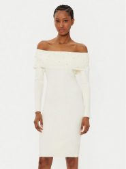 Guess Sukienka dzianinowa W5RK0G Z2YJ2 Écru Regular Fit. Sukienki damskie Guess, z aplikacjami, z dzianiny, bez ramiączek. Za 377.00 zł.