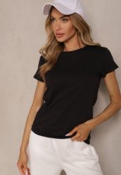 Czarny Basicowy T-shirt z Bawełny Mevolena. Czarne t-shirty damskie Renee, l, bez wzorów, z bawełny, bez kołnierzyka. Za 39.99 zł.